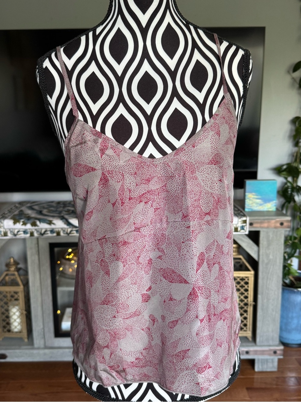 TNA GOLDEN 100% Silk Pink Floral Satin Cami